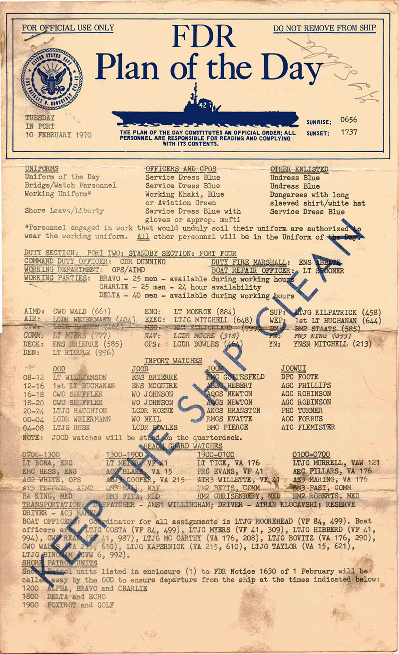 1970-02-10-plan-of-the-day-uss-franklin-d-roosevelt